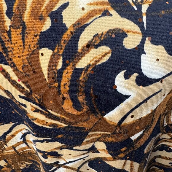 Alfred Dunner Womens Open-Front Blazer Size 16W Brown Blue Floral Sequin Jacket - Picture 7 of 8